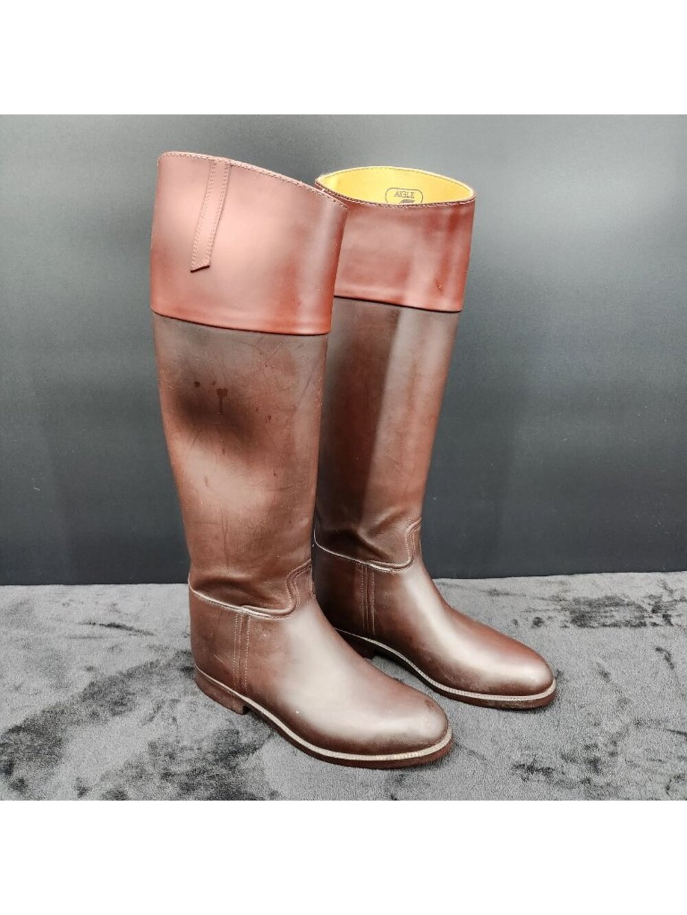 Aigle Saumur Super Haute Riding Boots FR 38 US 6.5 Waterproof Equestrian Rubber
